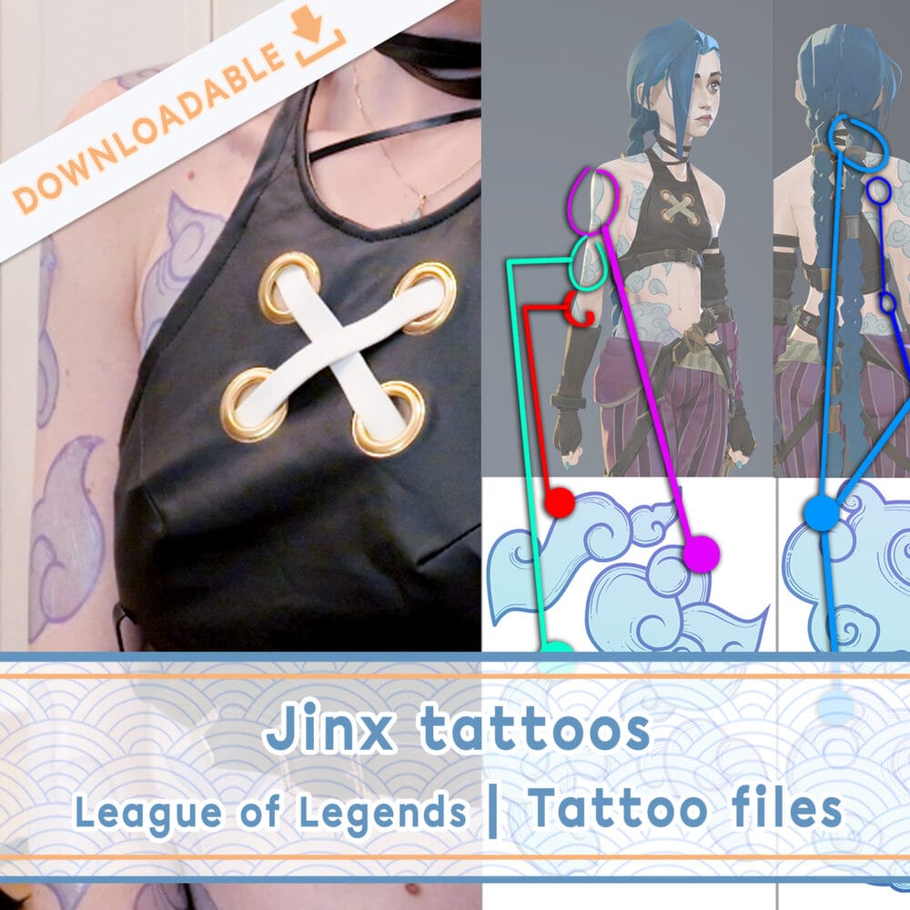 Jinx tattoos patterns for League of Legends | Tattoo pattern