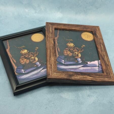 Ainlina Riebek 3D Printed Artwork - Outer Wilds | Decoration This is a 3D Printed artwork of Riebek from Outer Wilds. Riebek is playing his banjo on Brittle Hollow, with the sun in the background. Spoiler-free print. January 1st, 2026